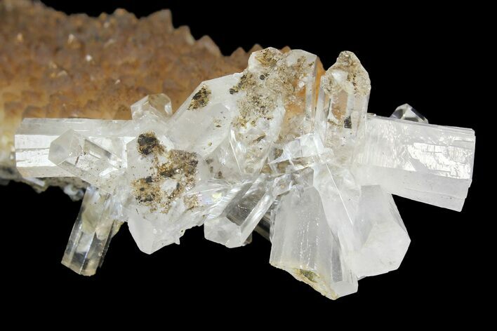Columnar Calcite Crystal Cluster on Quartz - China #163996